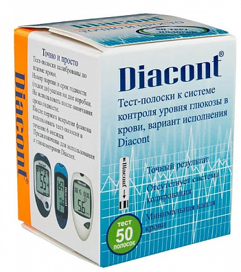 Полоски «Диаконт» универсальные для глюкометров «Диаконт», Россия